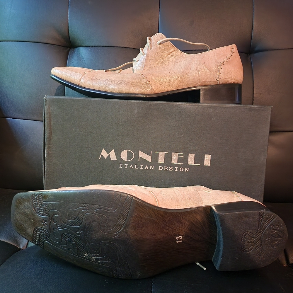 Monteli Italian design dress men shoes 13 Beige